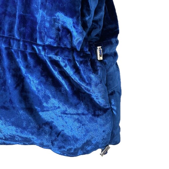 Khela Blue Velvet Puffer Cropped Wave Vest Jacket Size Small - Picture 6 of 8